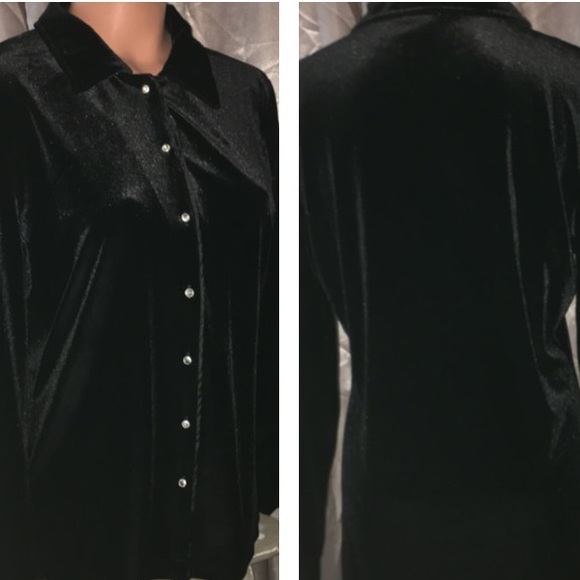 Velvety rhinestone Secretary Business Blouse Top S - Picture 2 of 5